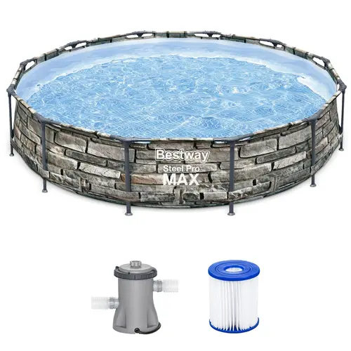 Bestway Steel Pro MAX Round Above Ground Pool Set with Filter Pump (12 Ft | 10 Ft | Size & Color Options)