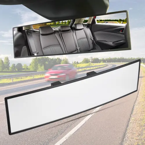 Automotive 11.8" HD Glass Convex Car Rearview Mirror - Wide Angle, Anti-Shake, Enhanced Night Vision, 8-second Tool-free Clip Install, Ideal for Highway Driving, Truck Exterior Accessory, Rearmirror, Enhances Driving Confidence