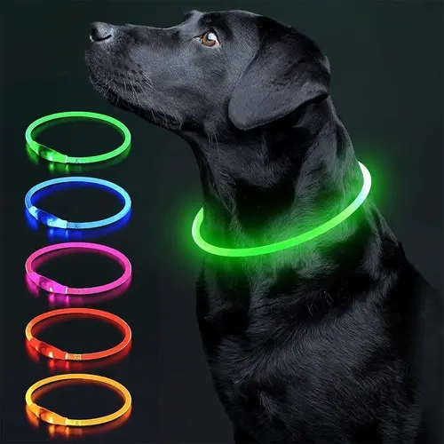 PAWPUBBY Non-Customized Flexible TPU LED Dog Collar - Adjustable Strap, USB Rechargeable, Bright LED Lights, 27.5 inches Trim for Any Neck, Detachable, Hand Wash Only, Enhanced Safety Night Walking Pet Accessory