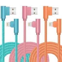 APFEN 3-Pack Nylon Braided Charging Cables - 10FT 90° L-Shape 60W Fast Charging, Dual Compatible USB-C & MFi Lightning, Durable Phone Accessories for iPhone 17/16/15/14/13/12/11, Smartphone/Cellphone Mobile Gaming Use