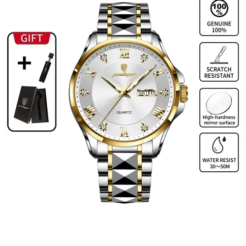 Men's Business Fashion Round Dial Analog Quartz Watch, Quartz Wristwatch, Analogue Quartz Watch, Fashion Watch for Party, Daily Clothing Decor, Trendy All-match & Exquisite Watch for Birthday Gift with Box, Business Fashion Watches, Analog Wristwatches