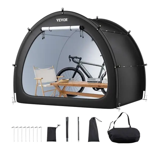 VEVOR Bike Storage Tent,  4 to 5 Bikes, Outdoor Spacious Bike Storage Tent with Ventilated Window, Waterproof Fan-Shaped Bike Tent with High Strength Fiberglass & Dual Zippers, Fit for Bicycle