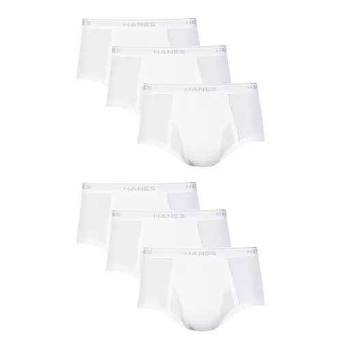 Hanes Men's White Brief Underwear 6-pack Multi Pack Comfortable Fit Soft Stretch Fabric Breathable 2252p6