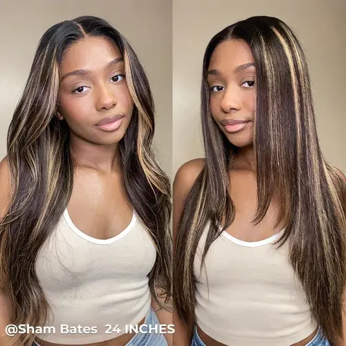 ISEE HAIR Wear Go Straight 7*5 Lace Front Wig Brown Balayage Highlight Layered Cut Wear Go Wig with Drawstring Cap Glueless Human Hair Wigs #TikTokShopFallDealsForYou