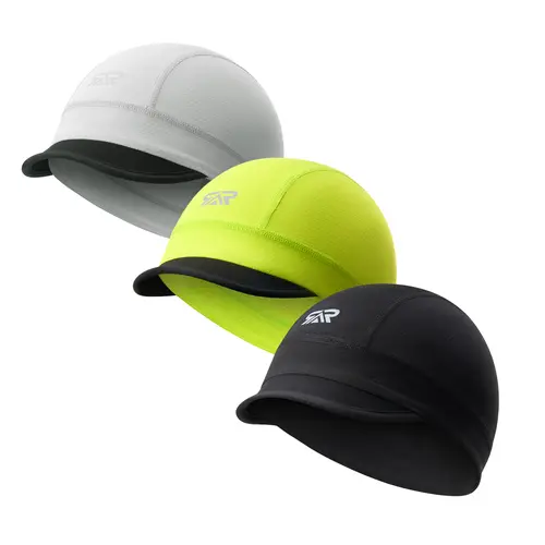 LongLong 2 Pack Cooling Skull Cap for Men - Sweat Wicking Lightweight Short Brim Bush Hat Liner, Cycling Skull Caps, Head Skull Wrap Under Helmet Liner for Motorcycle Running Equestrian Do Rag