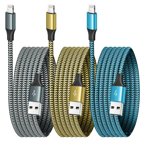 APFEN MFi Certified 3-Pack Colorful Braided Nylon USB C to Lightning Cables, Antitangle, Wear-Resistant, 2.4A Fast Charging, Protection Design, iPhone Charger for iPhone 18/17/16/15 & Handheld Electronics, Ideal for International Travel