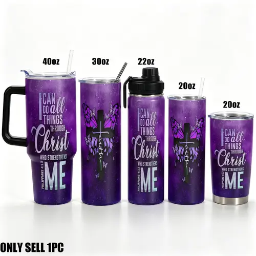 40oz/30oz Tumbler, 1pc Gift, Stainless Steel Cup, Purple starry sky background, Gifts for Christian, Any Occasion: Birthdays, Holidays, or Special Moments for Family, Friends, or Coworkers, Everyday Tumbler