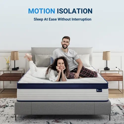Avenco Hybrid Full Size Mattress in a Floor-ready Box - 10/12/14 in Memory Foam & Pocket Coils, Twin/Queen/King Sizes, Cotton, Pressure Relief, Motion Isol, Edge Support, Ergonomic Cool Comfort, OEKO-TEX Certified High Quality