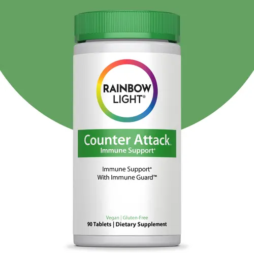 Rainbow Light Counter Attack Immune Support - with Vitamin C, Zinc and 3 Targeted Herbal Blends - Vegan and Gluten Free - 90 Count