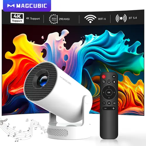 [US warehouse] Magcubic HY300Pro+ 290ANSI Android 14 Portable Projector 8K Videosource Support Allwinner H726 Native 1280*720P WIFI6 BT5.4 Built-in Speaker & Appstore Home Cinema Mini Smart Projector #tiktokshopstockup