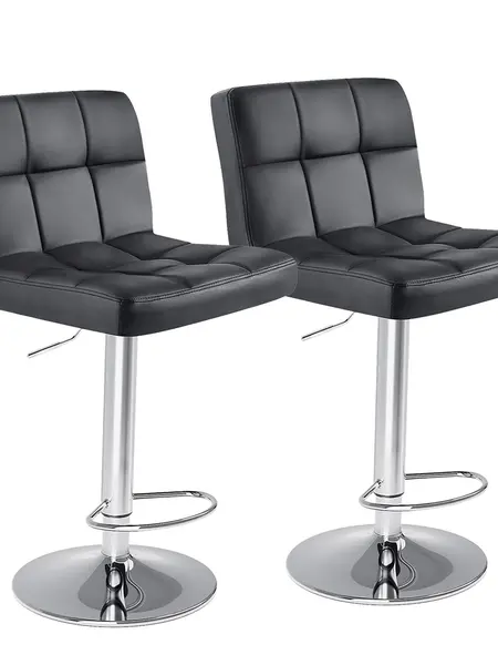 【Summer Sale】 Sweetcrispy S-Adjustable Height Barstools - PU Leather Swivel Chairs with Hydraulic Lift, Thick Seat Cushions, Backrests, Steel Frame, Home Decor Kitchen Counter Height Furniture