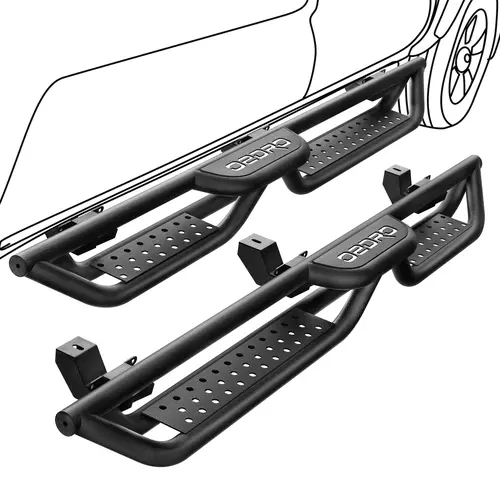OEDRO Running Boards Compatible with 2018-2026 Jeep Wrangler JL 2/4 Door with Two Stairs Design, All-Steel Build, Bolt-On Side Steps