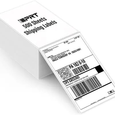 500 Labels – 4" x 6" Direct Thermal Shipping Labels, Fanfold Style, Strong Adhesive, Portable Address Labels, Commercial Grade, for Thermal Printers