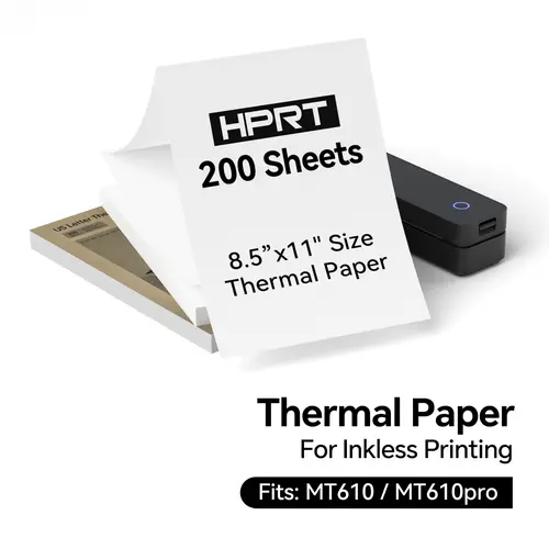 200 Sheets Thermal Printer Paper – US Letter 8.5x11" & A4, Compatible with HPRT MT610/MT610 Pro – BPA Free Stationery Supplies summerwins