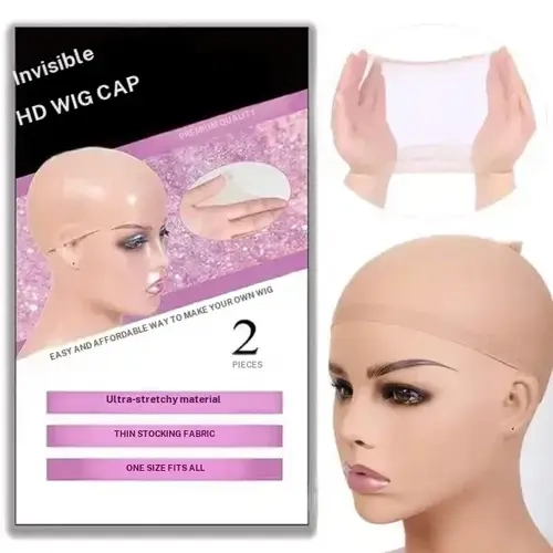 2 Pieces (1 Pack) HD Wig Caps Super Soft and Breathable Bald HD Wig Cap Invisible Wig Cap