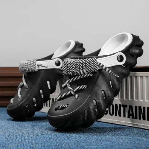Unisex Adjustable Eva Beach Shoes, Water Shoes, Beach Footwear, Cartoon Soccer Design, Sporty Lace-Up, Lightweight, Breathable, Non-Slip, Comfortable, All-Season #GLOBAL PICKS