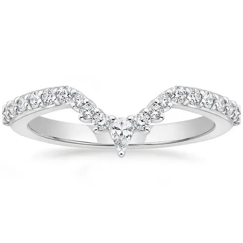 EAMTI 925 Sterling Silver Wedding Bands for Women Pear & Round Shaped Stackable Cubic Zirconia Half Eternity CZ Curved Engagement Rings for Her