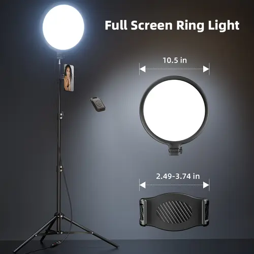【DealsForYouDays】Weilisi 10.5" Ring Light with 69" Tripod Stand, Phone Holder & Remote – Dimmable LED Circle Light for Live Streaming, Makeup, YouTube, TikTok, Selfie Photography