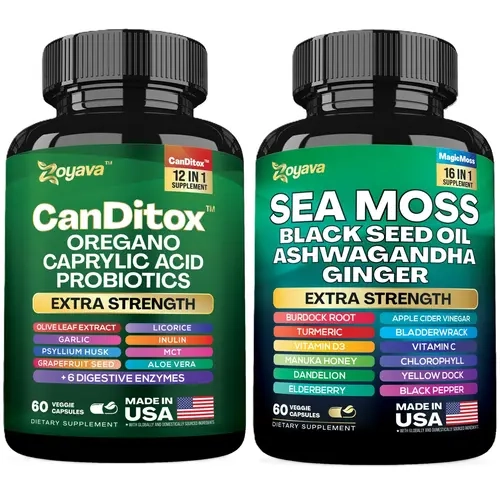 Deep Detox Duo - Zoyava Candida Cleanse and Sea Moss All-in-One Supplement for Gut, Colon, Digestion, and Immune Support - Healthcare Fitness - Made in USA