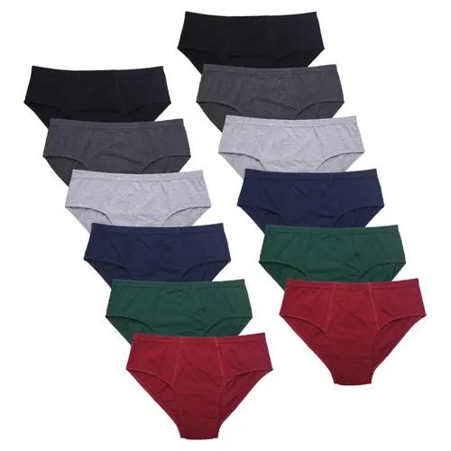 Men's 12-Pack Low Rise Triangle Briefs - 100% Breathable Cotton Fabric, Tag-Free, Elastic Waist, Moisture Wicking, Plain, Woven Underwear for Skin Freshness, S-XL Menswear