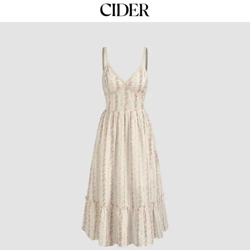 Cider [size 0-10] Cotton V-neck Floral Shirred Maxi Dress