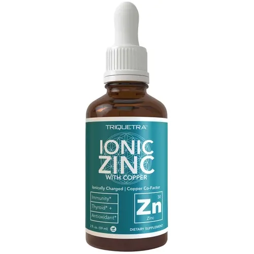 Ionic Zinc Plus Copper Liquid Concentrate | 240 Servings – Vegan, Supports Immunity, Brain & Thyroid – 2 oz. Supplement Essential