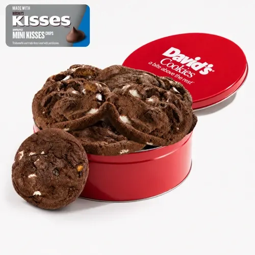 DAVID'S COOKIES Jumbo Fresh-Baked S'mores Cookie Tin with Hershey's Kisses, 8 count, 4.5 oz Each