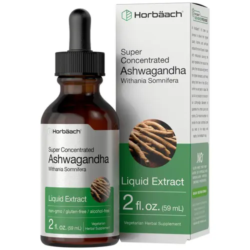 Horbäach Ashwagandha Root Liquid Extract | 2 fl oz | Alcohol Free Tincture | Vegetarian, Non-GMO, Gluten Free Supplement