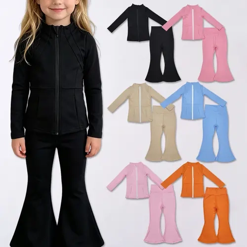 Girls' Athletic Active 2-Piece Suit, Kids' Fashion Sportswear for Daily Play, Gym