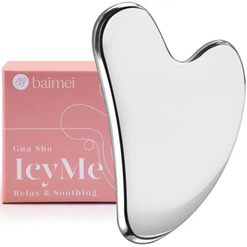 BAIMEI IcyMe Gua Sha Facial Tool for Self Care, Massage Tool for Face and Body Treatment, Relieve Tensions and Reduce Redness -Stainless Steel Comfort