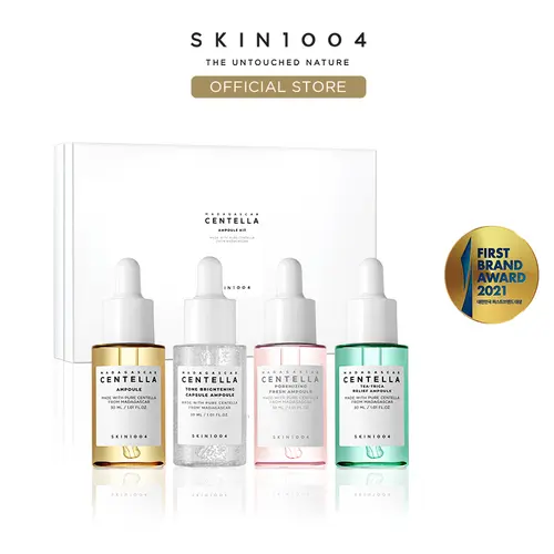 [SKIN1004 Official Shop] Madagascar Centella Ampoule Kit - Soothing, Brightening, Acne Care, Pore Tightening, Oil-in-Water-Gel Technology, 4 Mini-sized Ampoules