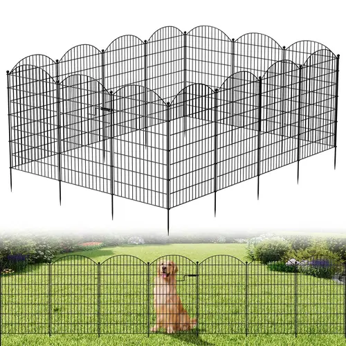 ABORON 13-Panel Garden Fence with Gate, 40" Height Rustproof Metal Animal Barrier, No-Dig Portable Safety Garden Border Fence for Yard & Patio (Sun-Resistant)