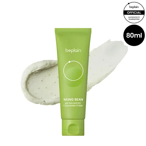 Beplain Mung Bean Cleansing Foam (80ml) - Fragrance-Free Daily Gentle Cleanser, Moisturizing Nourishing Cleansing, Calming Blemishes Treatment, Hydrates & Cleans Pores, Mini Purse Toiletries for All Skin Types