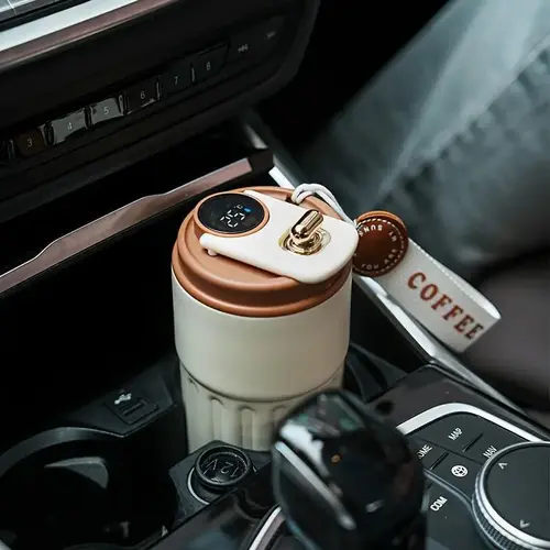 316 Stainless Steel Double Wall Insulated Coffee Flask - 450ml Digital Tumbler with LED Smart Temperature Display, Portable Drinkware, Sipping-Friendly Narrow Mouth, Non-Fully Sealed for Daily Use & Travel