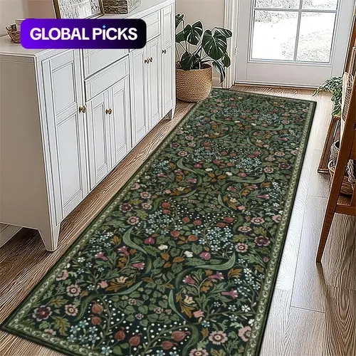 Floral Pattern Entrance Rug, Non-Slip Bathroom Rugs Washable Mat, Soft Carpet for Living Room, Bedroom, Kitchen, Bathroom, Ideal Home Decor