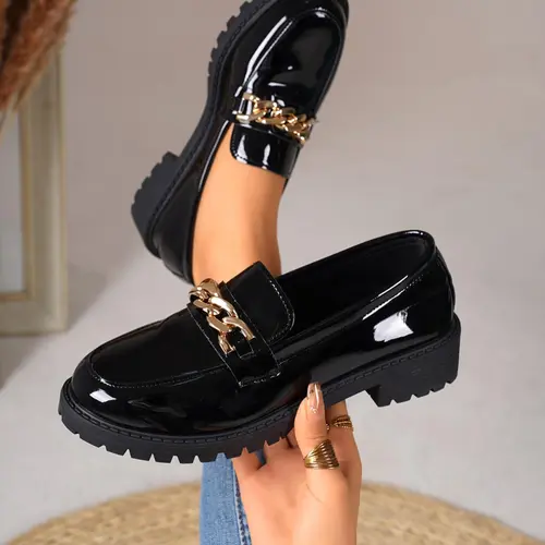 Women's Fashionable Solid Color Slip on Loafers, Casual Comfortable Lightweight Mid Heel Shoes for Daily Wear, Perfect for Students and Outdoor, Girl
