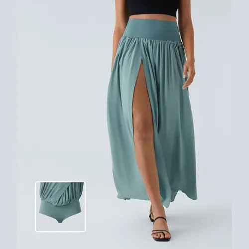 Halara Breezeful High Waisted Split 2-in-1 Flowy Quick Dry Maxi Casual Skirt