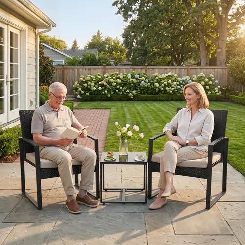 MURAGO Outdoor Furniture Set, 3-Piece Patio Bistro Conversation Set with Waterproof Wicker Indoor Outdoor Chairs, Safety Glass Table Top & Thick Cushions, for Balcony Garden (Clearance Deal) summergarden