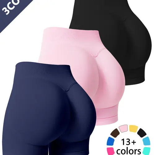 Women's Summer Yoga Athletic Compression Shorts Set, High Waist Butt Lifting Slimming Sports Pants, Gym Training Tight Workout Clothes, Outdoor Running Cycling Tennis
