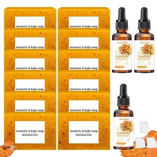 Comfort Skincare Turmeric & Kojic Acid Soap Set - Brightening Soaps & Oils for Radiant Glow - Moisturizing & Hydrating Body Wash & Facial essential - 100g Tablets - Daily Skin Care Routine