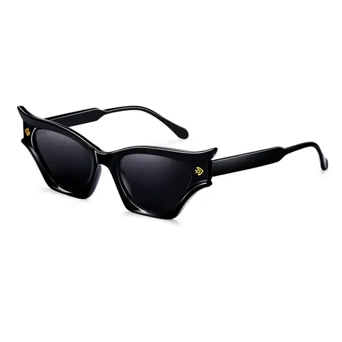 EUNOIALENS Women's Modern Retro Curved Cat Eye Sunglasses Plastic Frame, Full Rim PC Bat Shape, Anti Glare UV Protection Lenses, Funky Jump Decor, Driving Use, Stylish Functional Accessories, Sunglasses for Women
