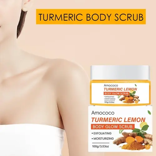 Turmeric Lemon Body Glow Scrub - Exfoliating & Moisturizing Natural Skin Care Solution for Gentle Cleansing 100g