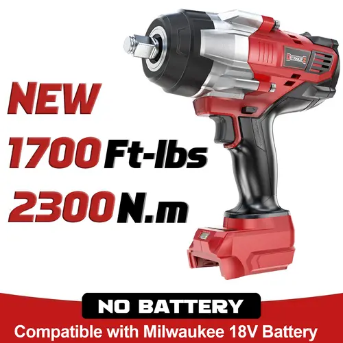 1700Ft-lbs (2300N.m) Cordless Impact Wrench 1/2" Compatible with Milwaukee 18V Battery(No Battery!!), Brushless Impact Gun with 4 Modes & LED Light for Car, Truck summervibes Powerful