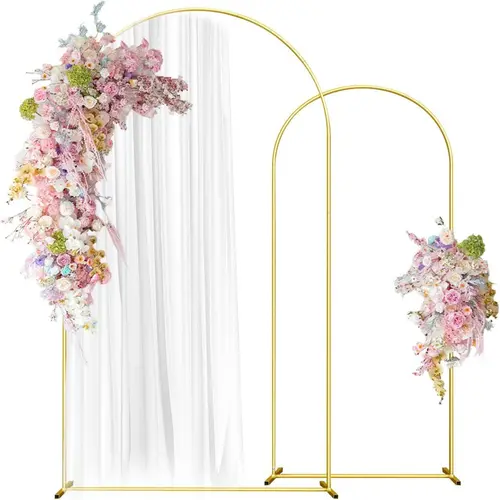 Set of 2 Gold Metal Wedding Arch Stand, Arched Backdrop Frame for Wedding Ceremony,Outdoor Indoor Birthday Party,Anniversary,Graduation Decoration