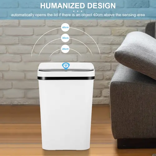 12L ABS Automatic Trash Bin, Touchless Motion Sensor Smart Garbage Can (23.5cm*15.5cm*30cm) for Kitchen, Bedroom, Home Household Use summerwins,summerwins