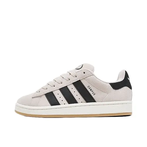 Adidas Women's Campus 00s Low Cut Ankle Casual Lightweight Fashion Athletic Sneakers - Premium Suede Lace-Up Sports Shoes, Putty Mauve/Core Black/Cloud White Leather, Signature 3-Stripes, Heel Tab, Vintage Retro Walking Shoes