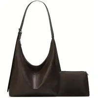 Women's Minimalist Solid Color Shoulder Bag, Soft Foldable Vegan Leather Shoulder Bag with Cosmetic Bag, Casual Trendy Versatile Commuting Bag, All-match Handbag for Daily Use summerwins