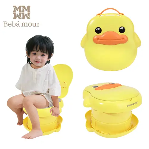 BEBAMOUR Unisex Round Curved Anti-Slip Durable Compact 1 Foldable Toddler Toilet Seat with Liners, 1 Roll of Disposable Trash Bags, Storage Bag, Hands Stay Clean Car & Outdoor Emergency Option