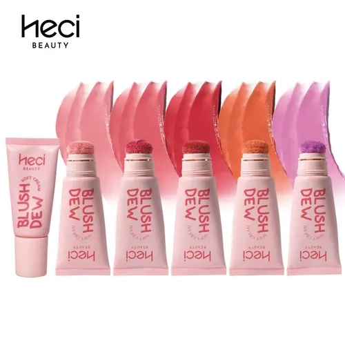 HECI High-Pigment Liquid Blush Cosmetic, Natural Matte Finish Long-Lasting Buildable Blendable Radiant Makeup, Moist Smooth Lightweight Breathable with Sponge Applicator