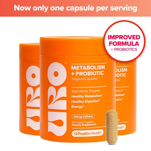 URO Metabolism and Probiotic Capsule with Fitness Probiotic Blend, Vitamin B12, and Caffeine - Each Pack 30 Servings (3 Packs)